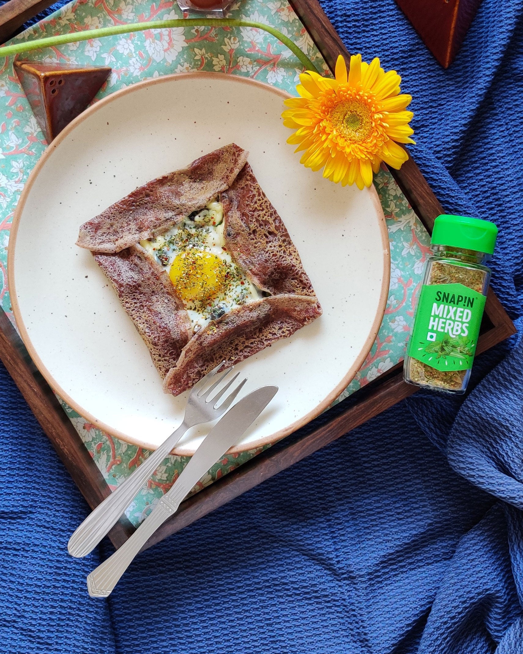 Swapneel's Herbed Mushroom Stuffed Finger Millet Crêpes